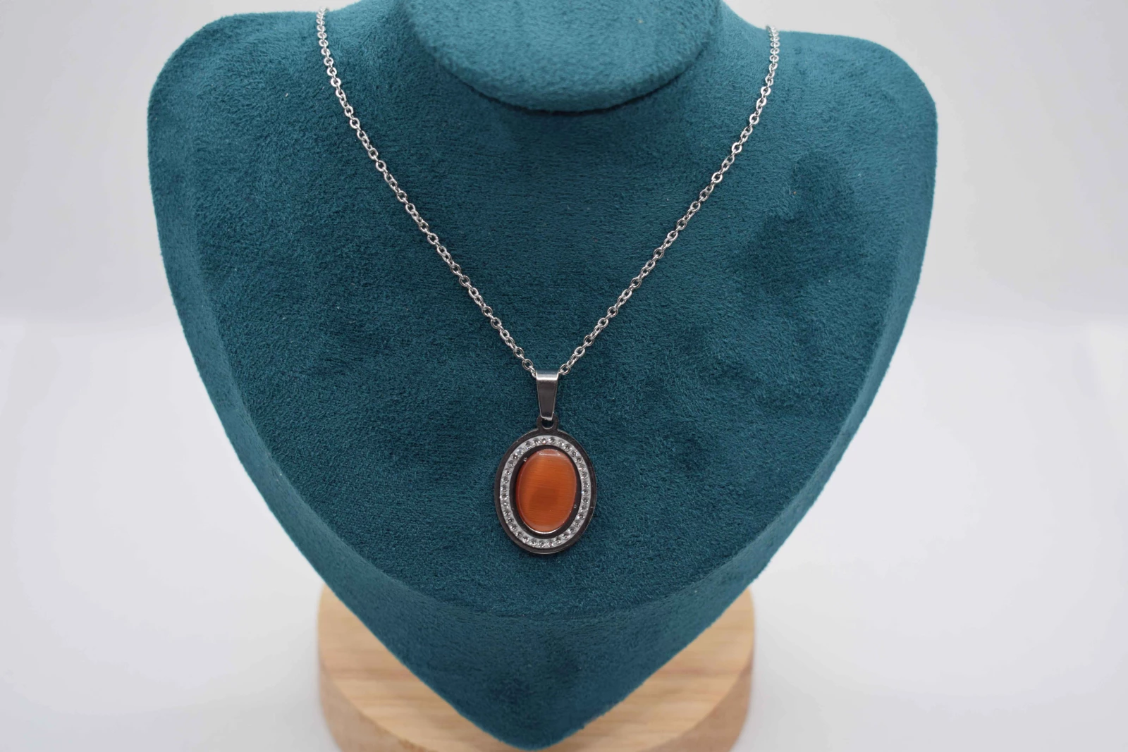 COLLANA PIETRA OVALE ARANCIONE
