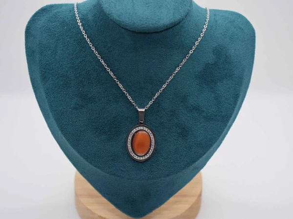 COLLANA PIETRA OVALE ARANCIONE