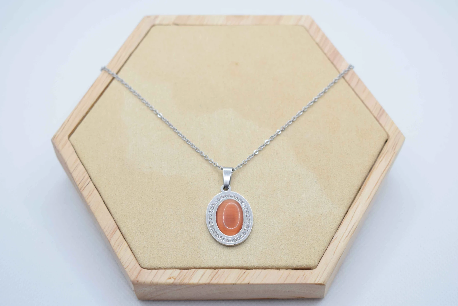 COLLANA PIETRA OVALE ARANCIONE