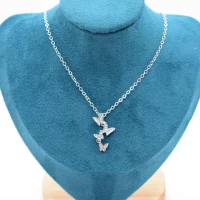COLLANA FARFALLE STRASS ARGENTO