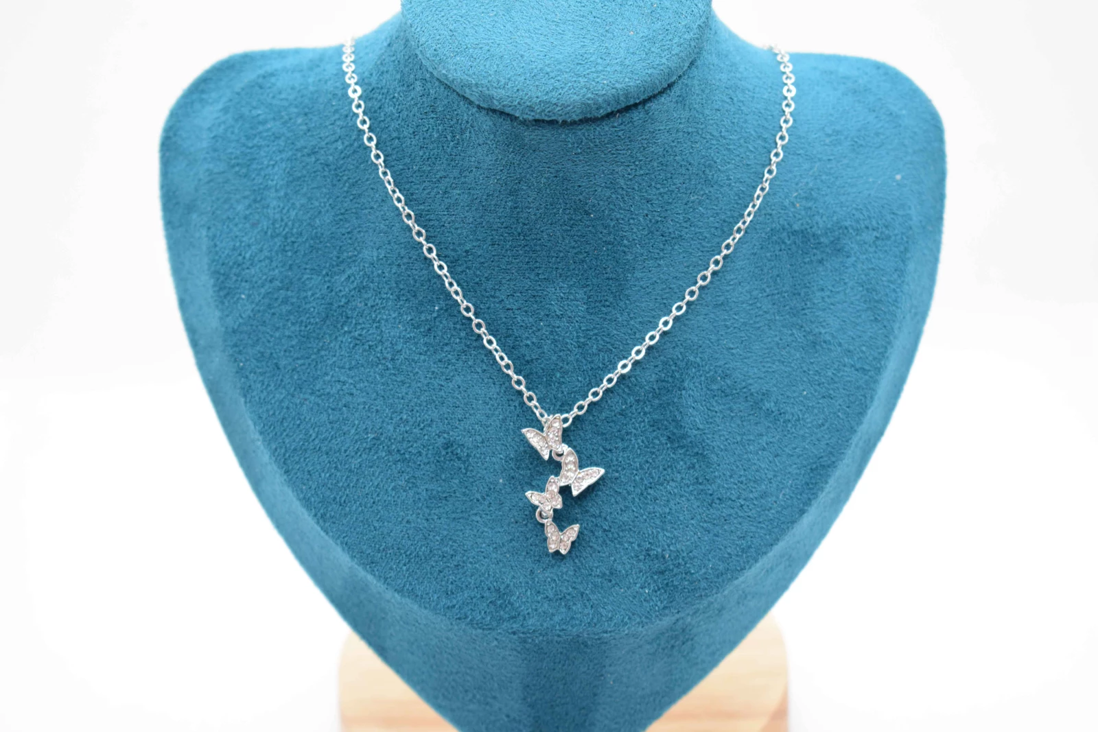COLLANA FARFALLE STRASS ARGENTO