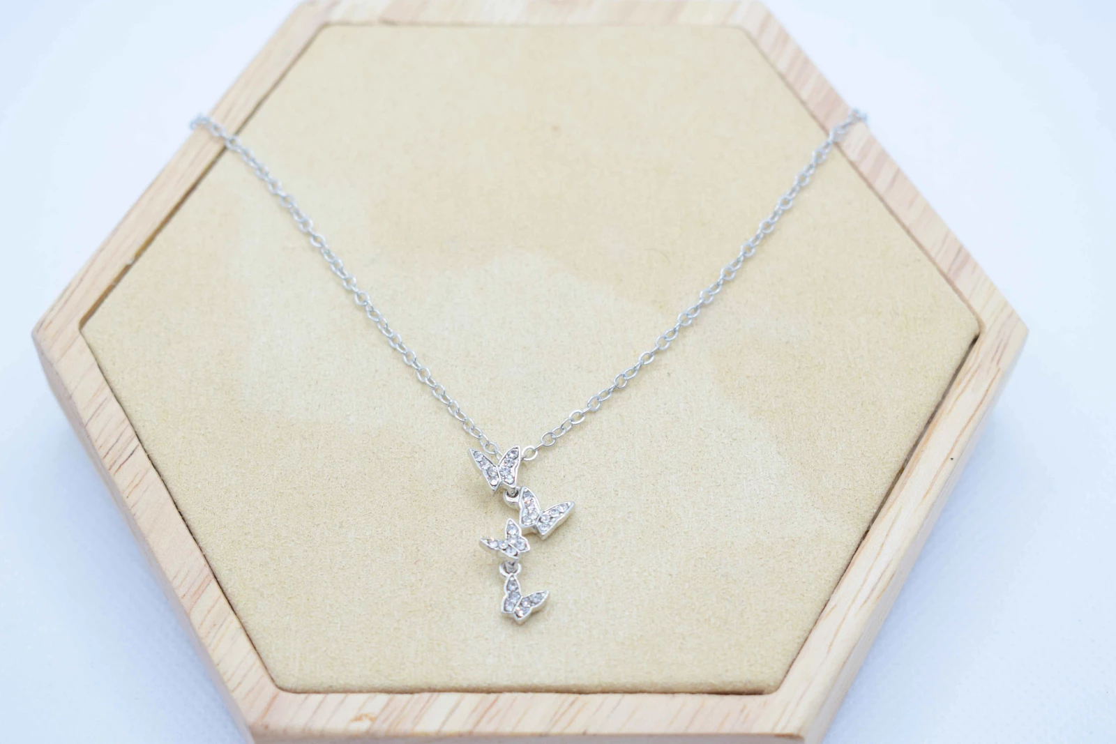 COLLANA FARFALLE STRASS ARGENTO