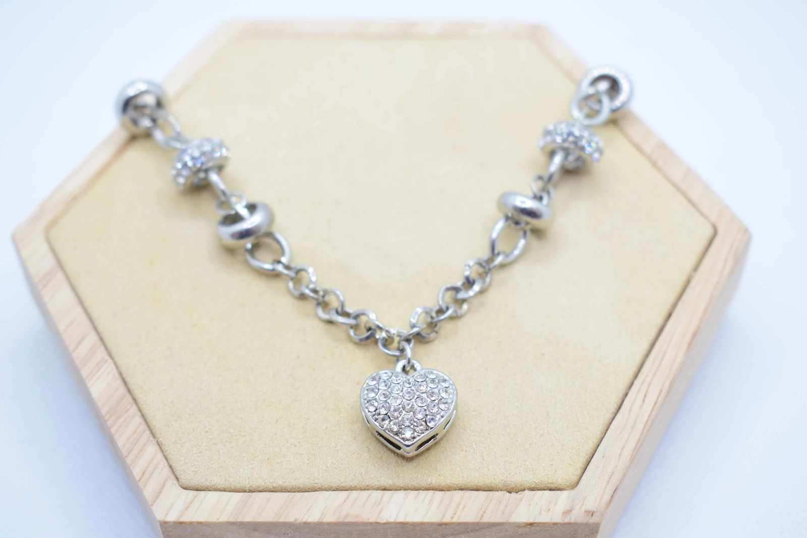 COLLANA CUORE ARGENTO ANELLI STRASS