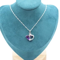 COLLANA DOPPIO CUORE BRILLANTE BLU STRASS