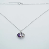 COLLANA DOPPIO CUORE BRILLANTE BLU STRASS