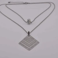 DOPPIA COLLANA ROMBO STRASS ARGENTO