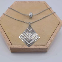 DOPPIA COLLANA ROMBO STRASS ARGENTO