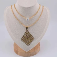 DOPPIA COLLANA ROMBO STRASS ORO