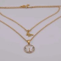DOPPIA COLLANA FARFALLA STRASS ORO