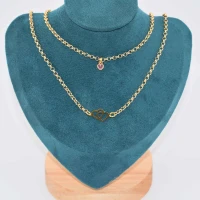 DOPPIA COLLANA CUORE DIAMANTE VIOLA ORO