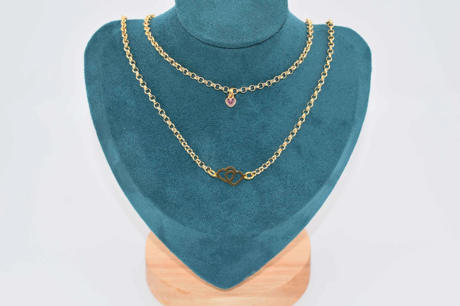 DOPPIA COLLANA CUORE DIAMANTE VIOLA ORO