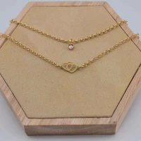 DOPPIA COLLANA CUORE DIAMANTE VIOLA ORO