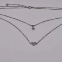 DOPPIA COLLANA CUORE DIAMANTE BLU ARGENTO