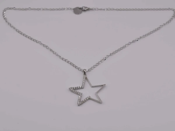 COLLANA STELLA GRANDE STRASS ARGENTO