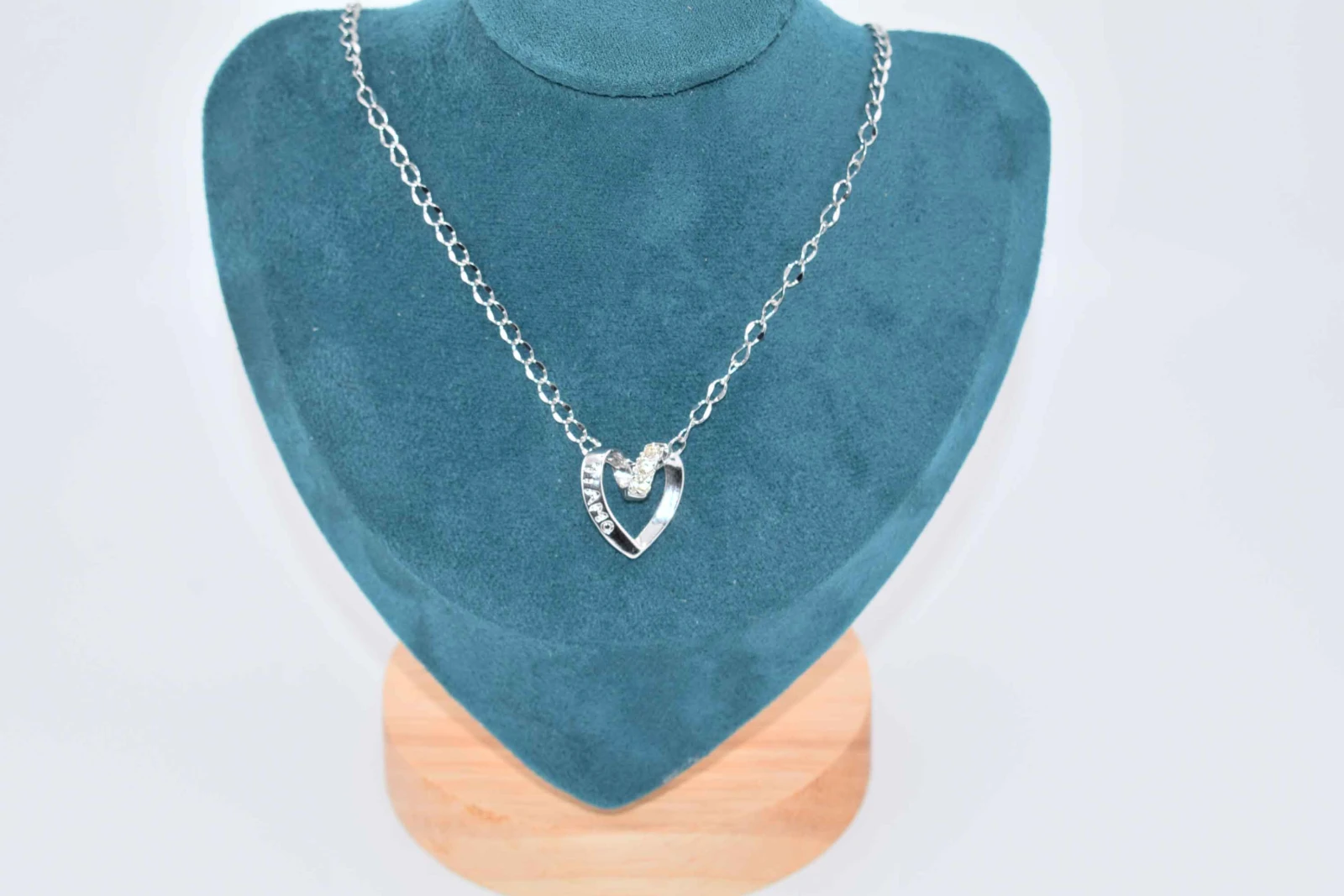 COLLANA CUORE GRANDE STRASS ARGENTO