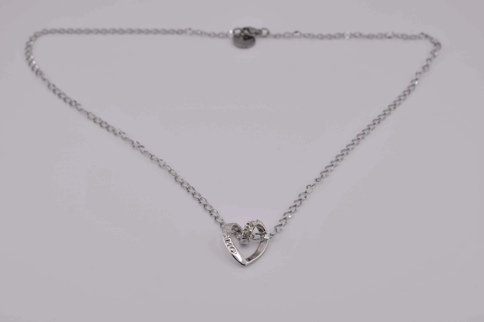 COLLANA CUORE GRANDE STRASS ARGENTO