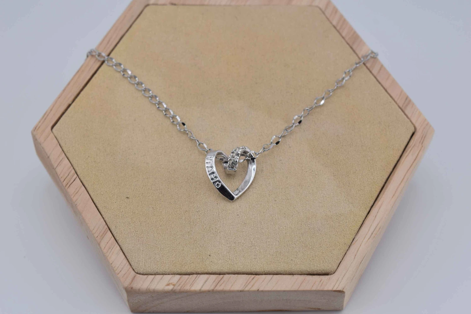 COLLANA CUORE GRANDE STRASS ARGENTO