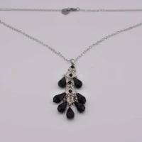 COLLANA MULTICIONDOLI PIETRA E STRASS NERI ARGENTO