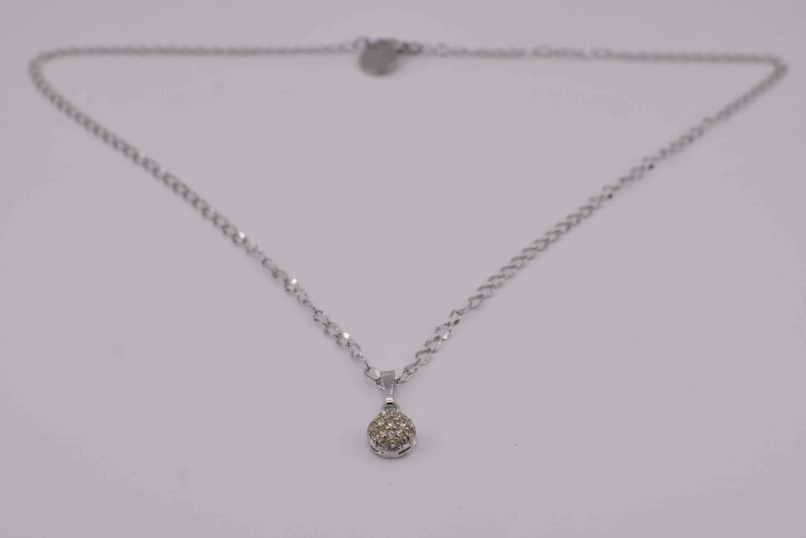 COLLANA CIONDOLO ROTONDO STRASS ARGENTO