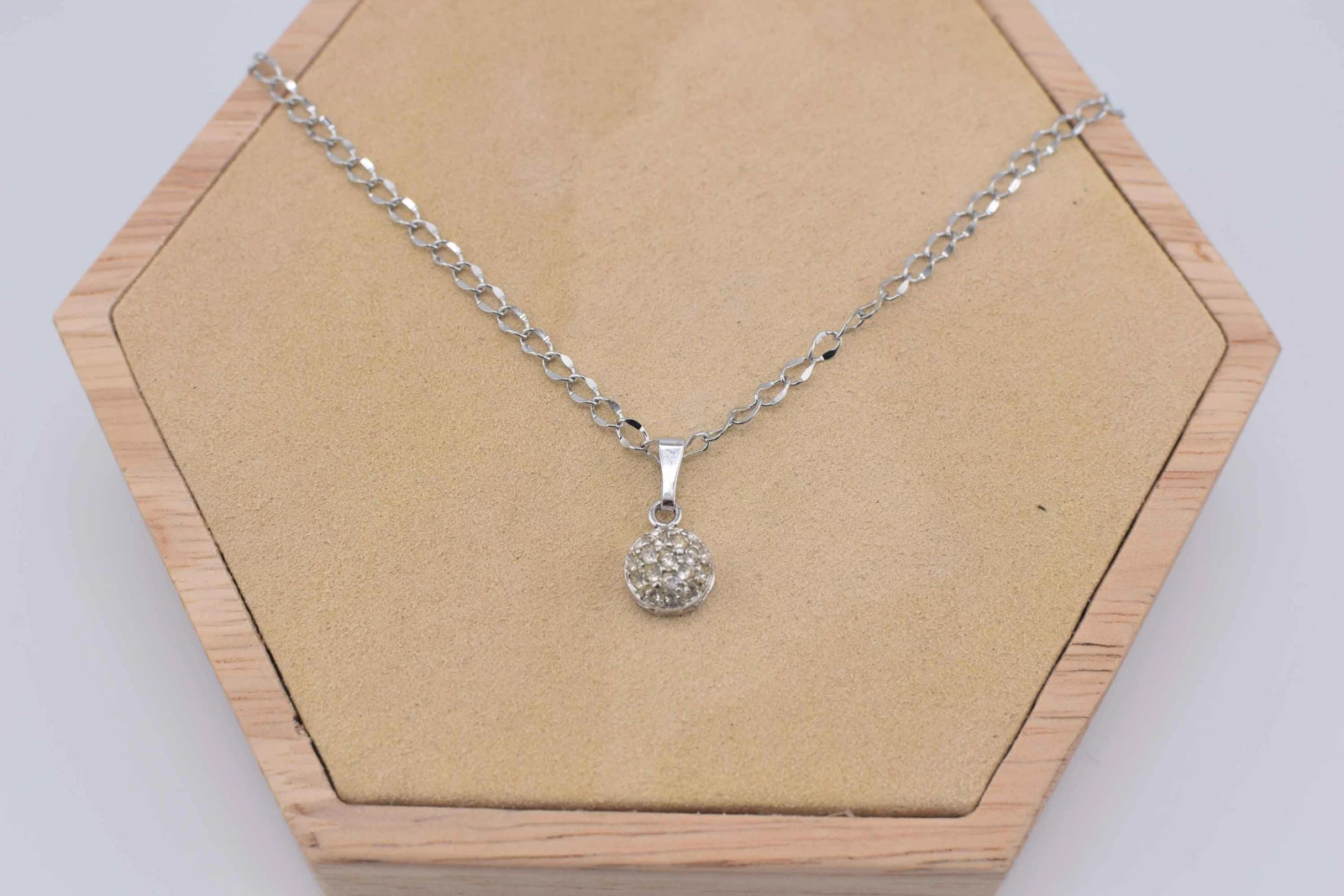 COLLANA CIONDOLO ROTONDO STRASS ARGENTO