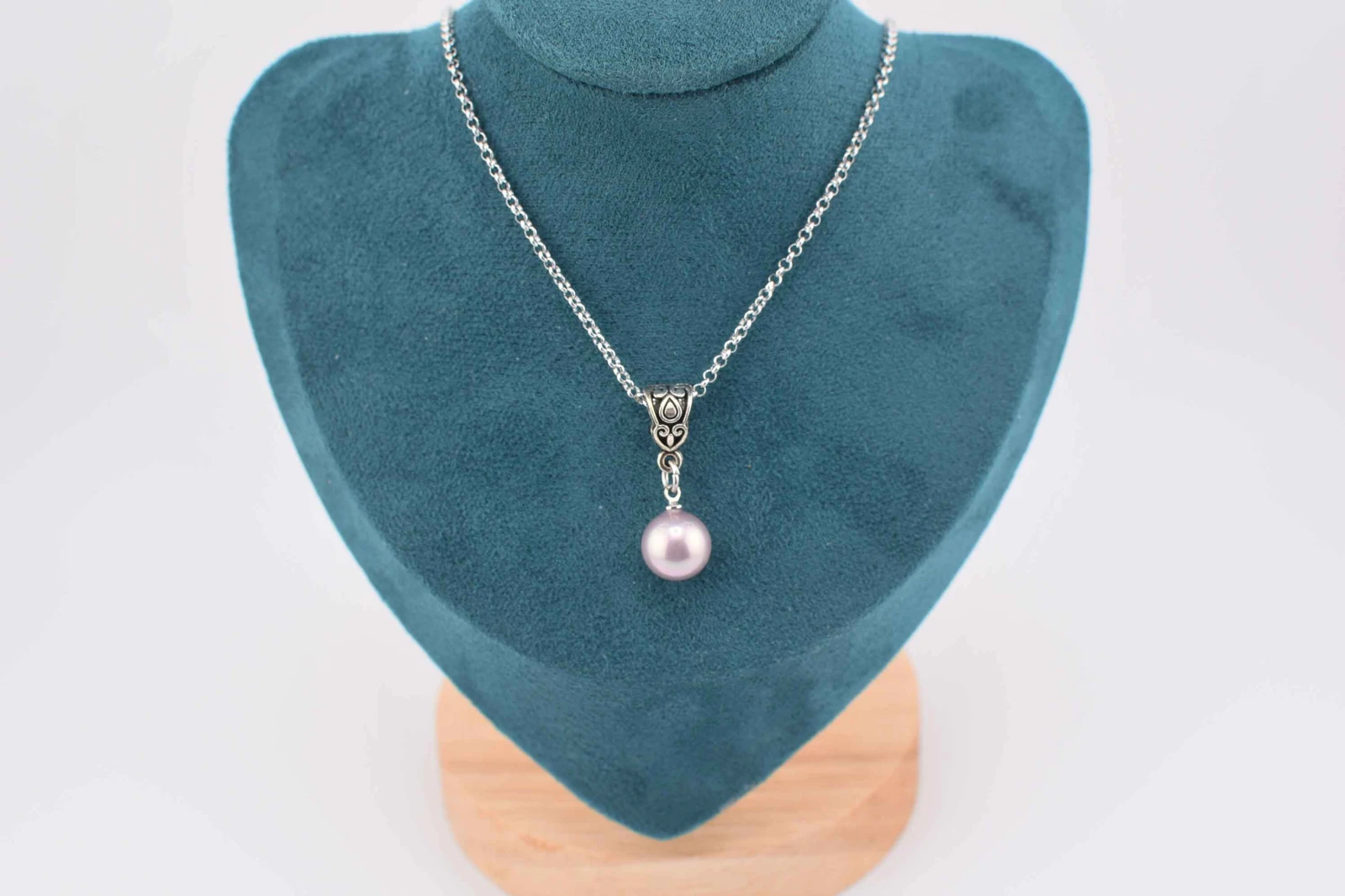 COLLANA  CIONDOLO MONOPERLA VIOLA ARGENTO