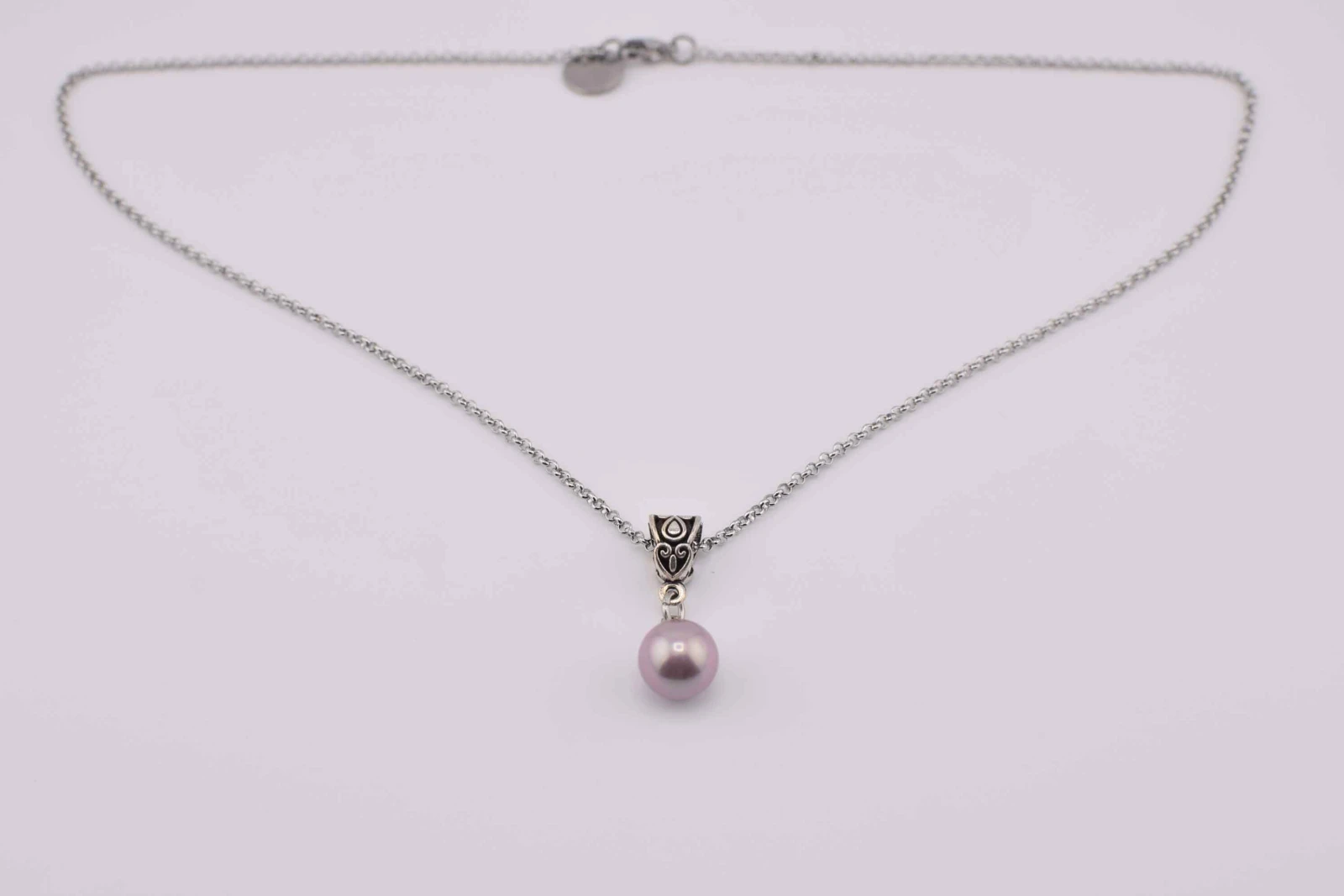 COLLANA  CIONDOLO MONOPERLA VIOLA ARGENTO