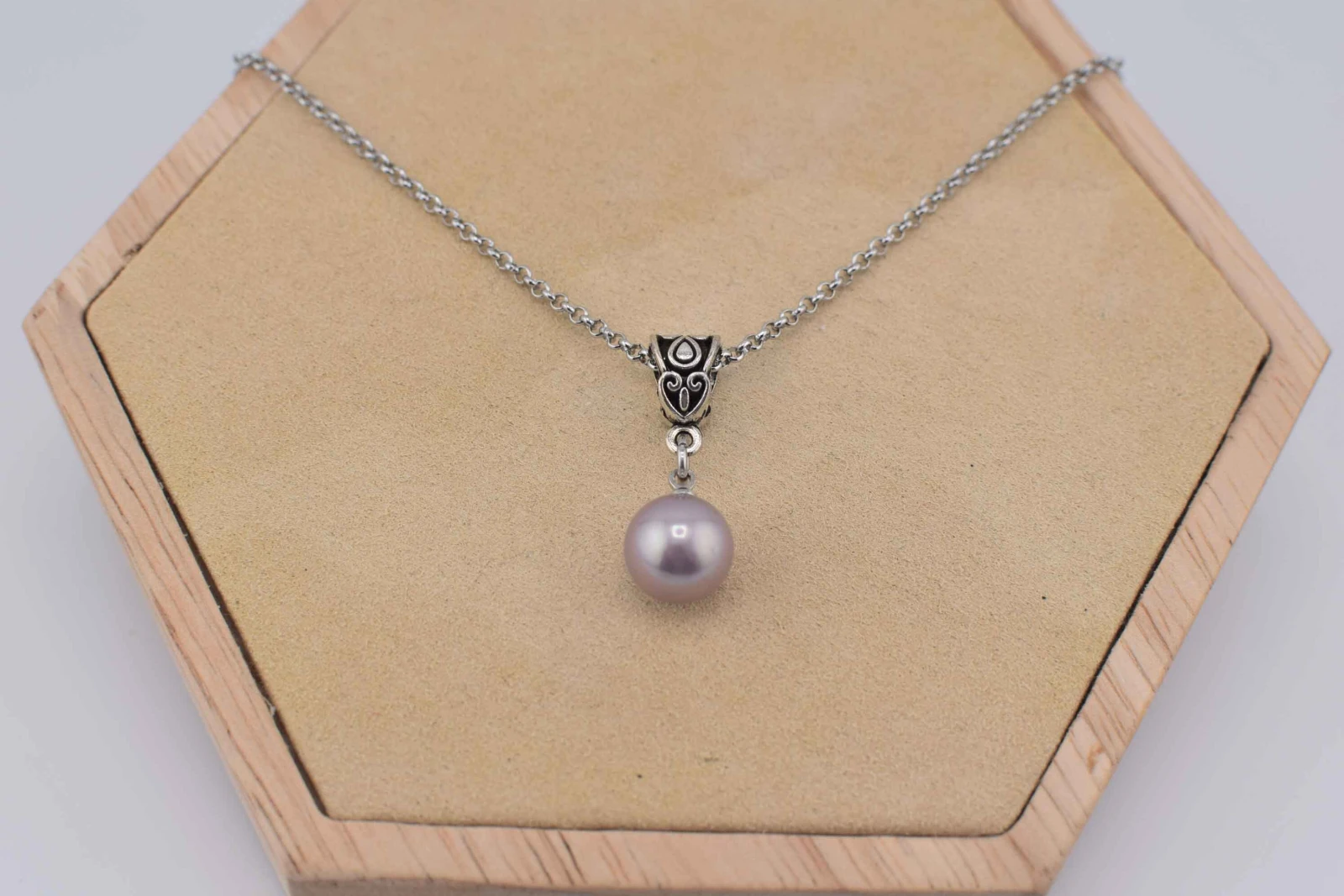 COLLANA  CIONDOLO MONOPERLA VIOLA ARGENTO