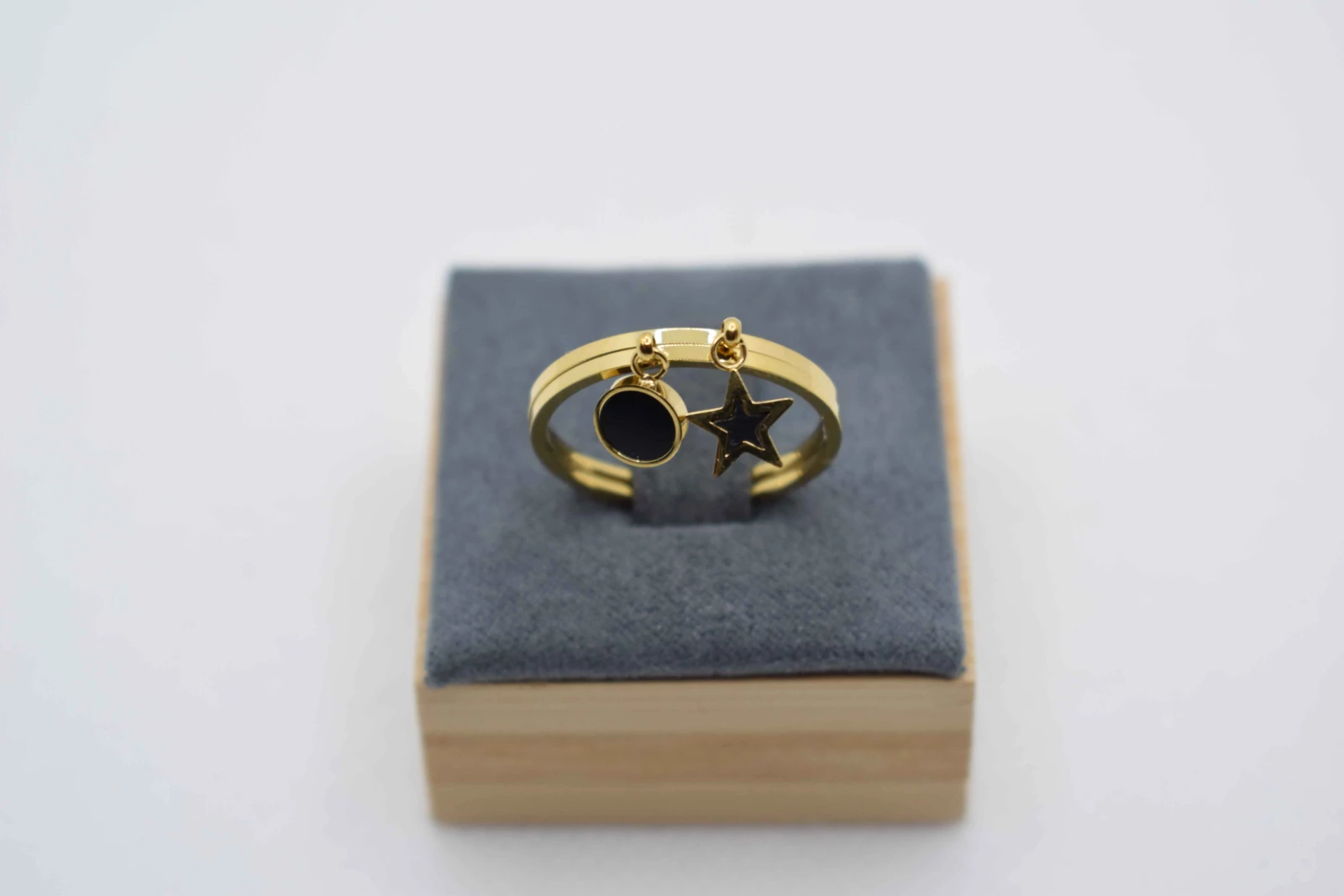 DOPPIO ANELLO ORO GIALLO CON STELLA