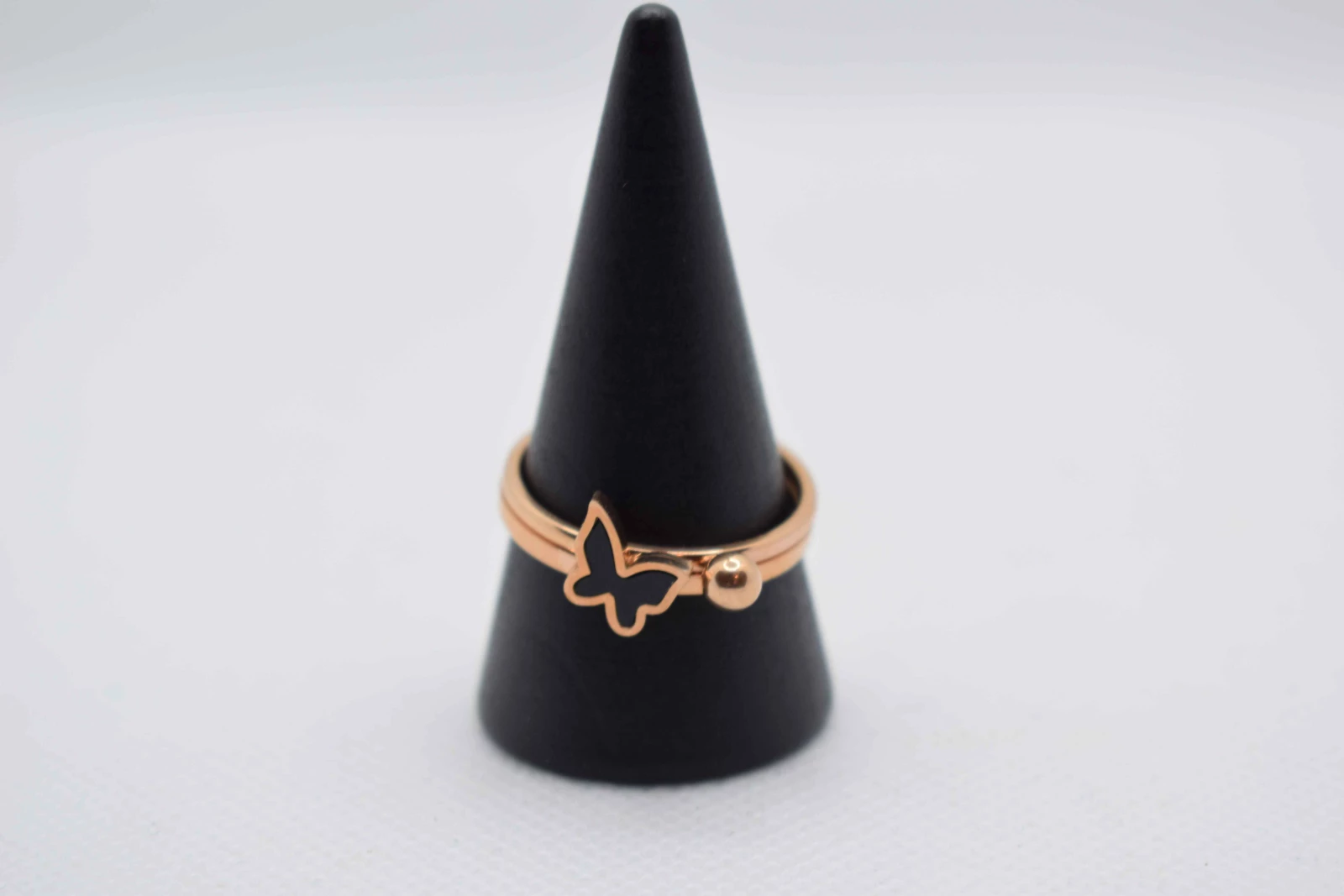DOPPIO ANELLO ORO ROSA CON FARFALLA