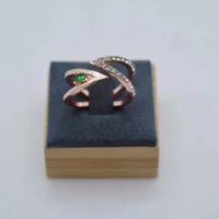 ANELLO ORO ROSA PIETRA VERDE STRASS