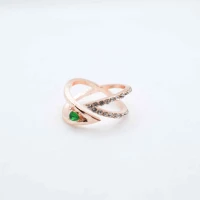 ANELLO ORO ROSA PIETRA VERDE STRASS