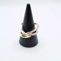 ANELLO ORO ROSA PIETRA VERDE STRASS