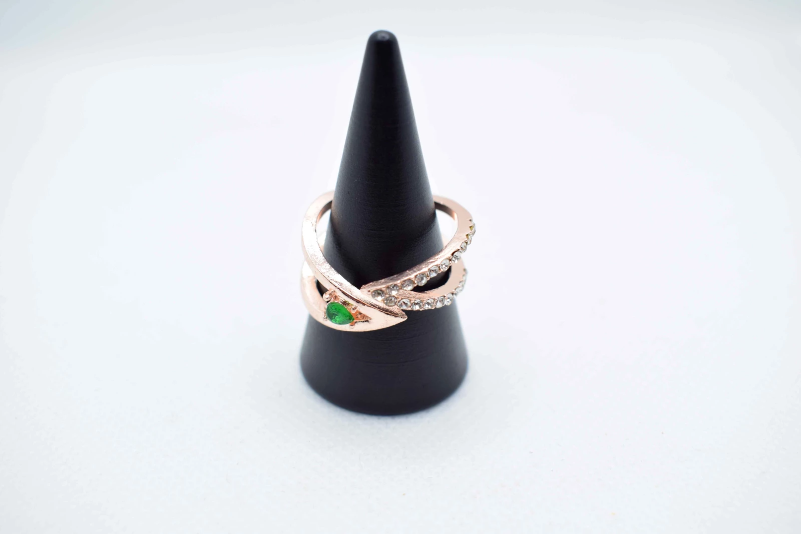 ANELLO ORO ROSA PIETRA VERDE STRASS