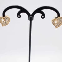 ORECCHINI CUORE STRASS ORO