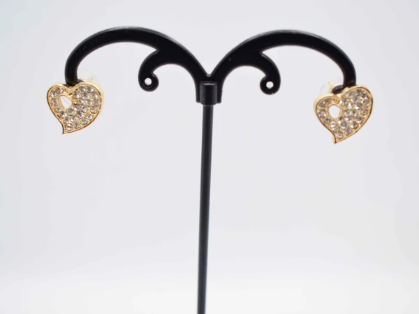 ORECCHINI CUORE STRASS ORO