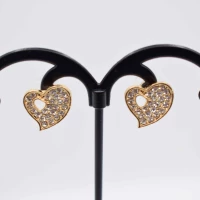 ORECCHINI CUORE STRASS ORO