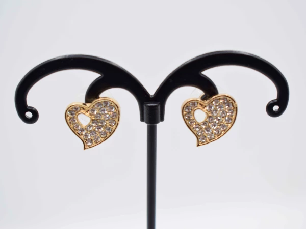 ORECCHINI CUORE STRASS ORO