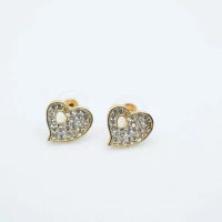 ORECCHINI CUORE STRASS ORO
