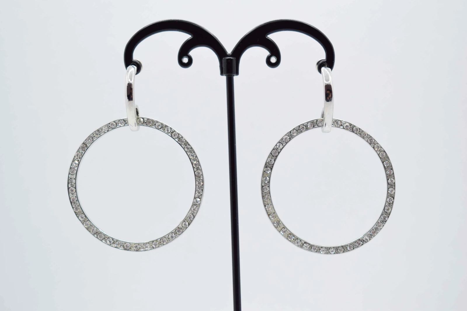 ORECCHINI A CERCHIO ARGENTO STRASS