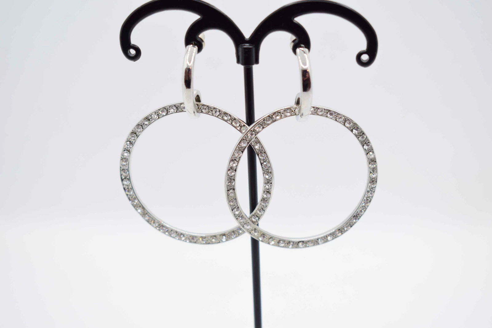 ORECCHINI A CERCHIO ARGENTO STRASS