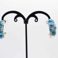 ORECCHINI GEOMETRICI ARGENTO STRASS BLU