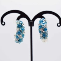 ORECCHINI GEOMETRICI ARGENTO STRASS BLU