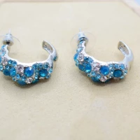 ORECCHINI GEOMETRICI ARGENTO STRASS BLU