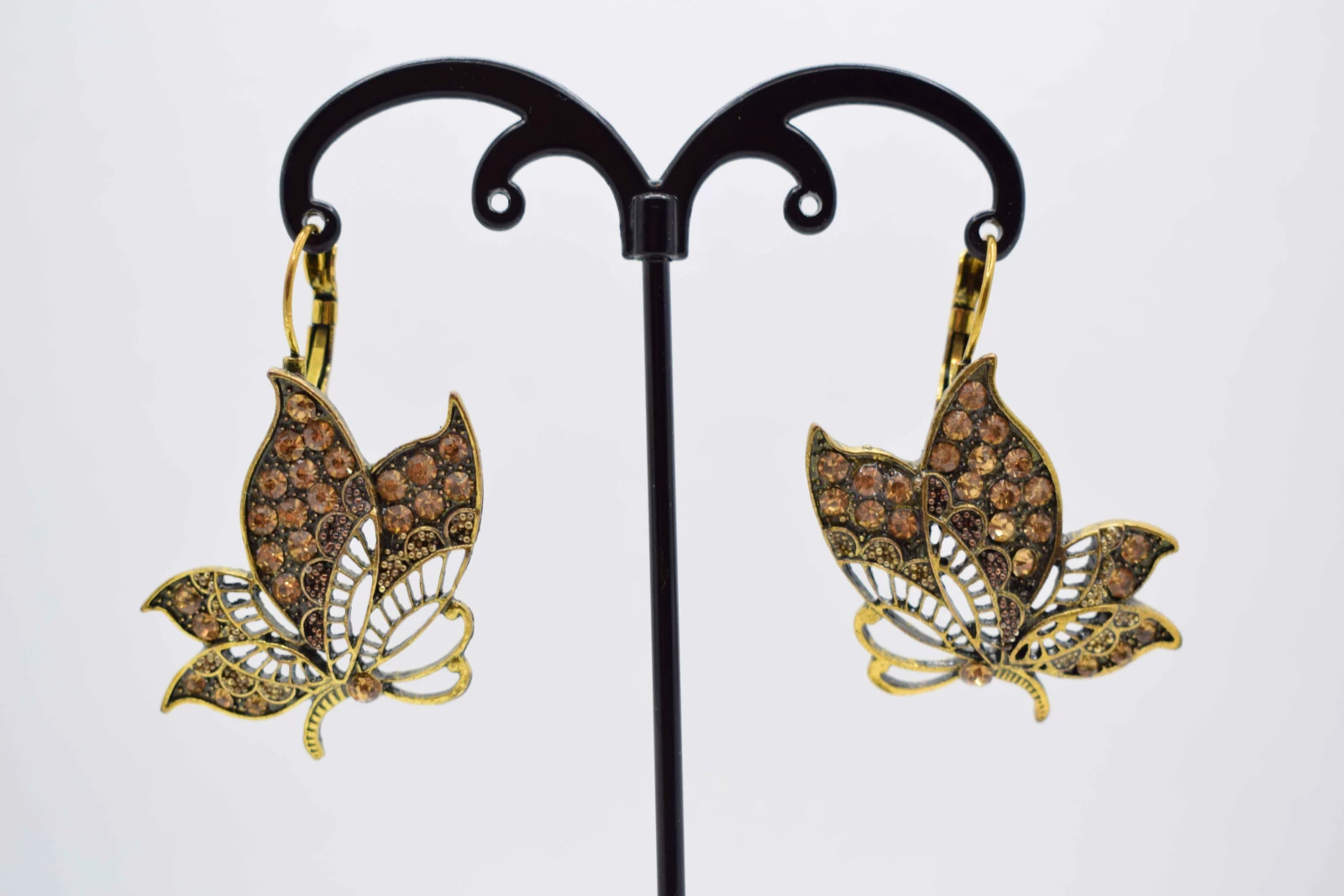 ORECCHINI FARFALLA ORO ANTICO STRASS