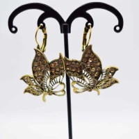 ORECCHINI FARFALLA ORO ANTICO STRASS