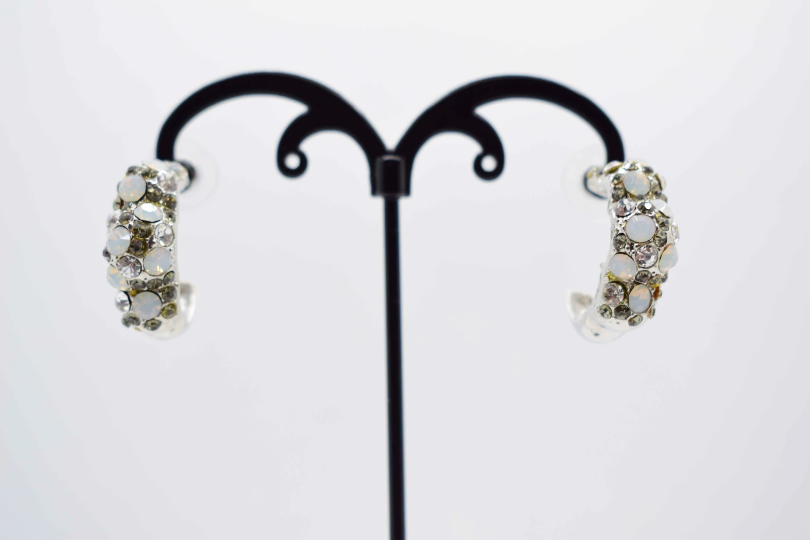 ORECCHINI GEOMETRICI ARGENTO STRASS BIANCO