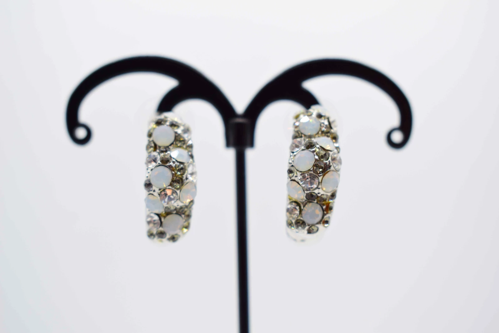 ORECCHINI GEOMETRICI ARGENTO STRASS BIANCO