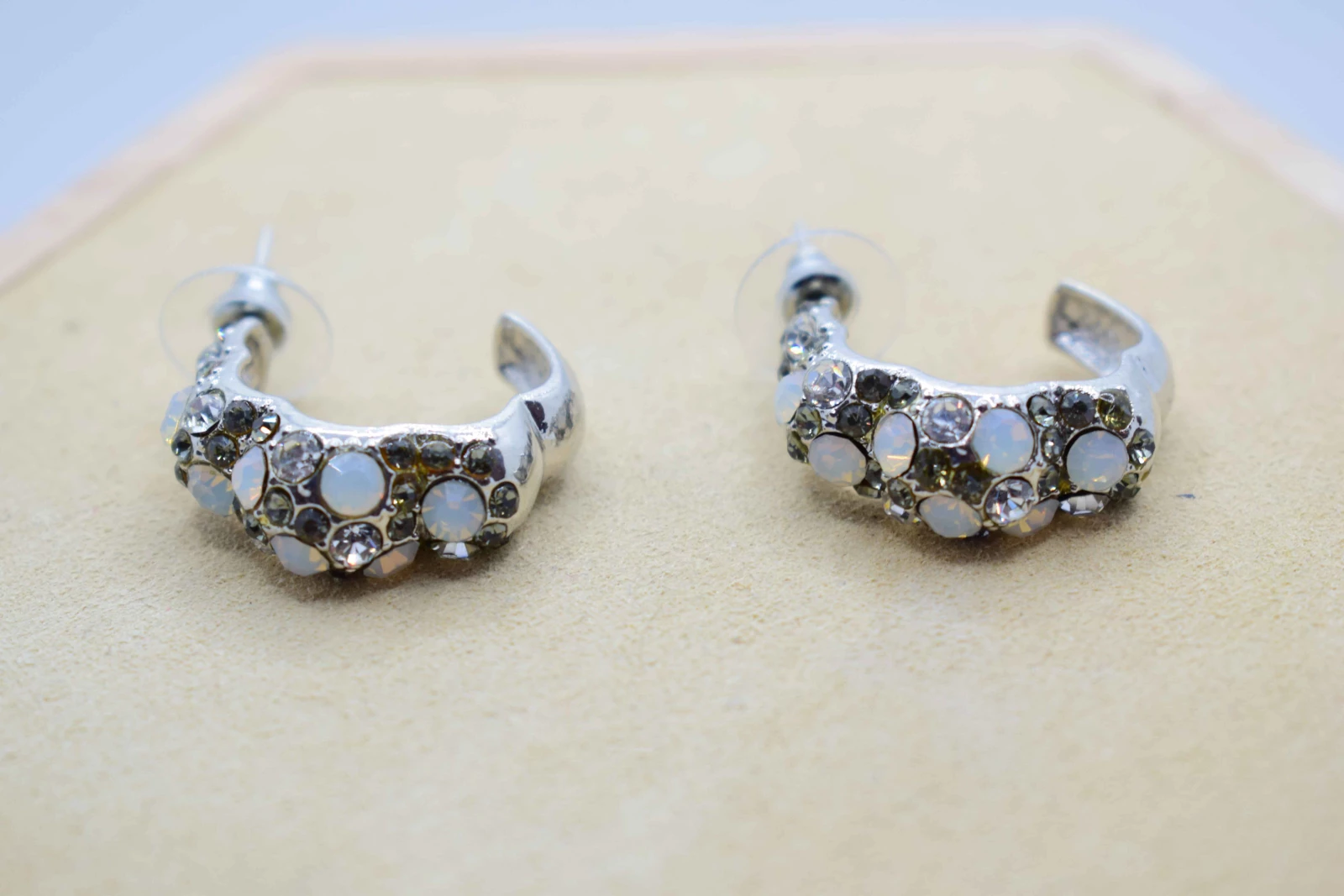 ORECCHINI GEOMETRICI ARGENTO STRASS BIANCO