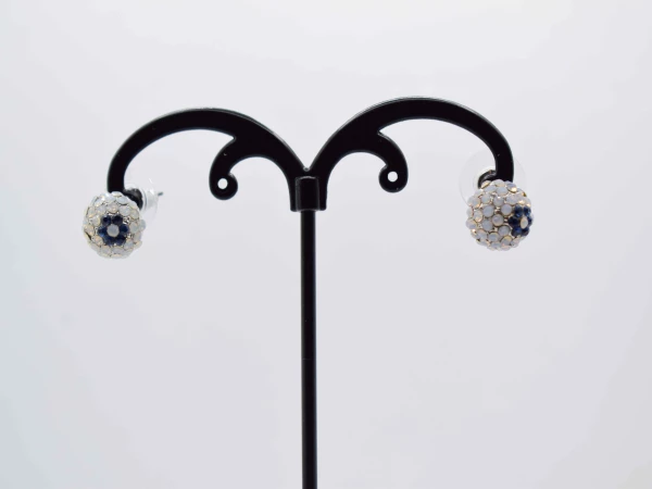 ORECCHINI A PALLA ARGENTO STRASS BLU