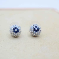 ORECCHINI A PALLA ARGENTO STRASS BLU